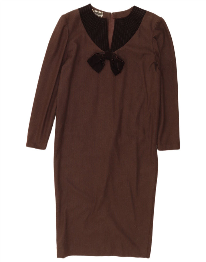 Luisa Spagnoli Robe droite à manches longues pour femme IT 42 Laine marron moyen