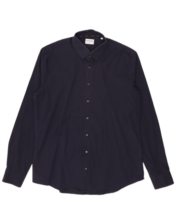 Calvin Klein Chemise slim fit pour homme Taille 43 Grand Bleu marine