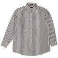 Chaps Chemise coupe classique pour homme Taille 16 Grand coton rayé blanc
