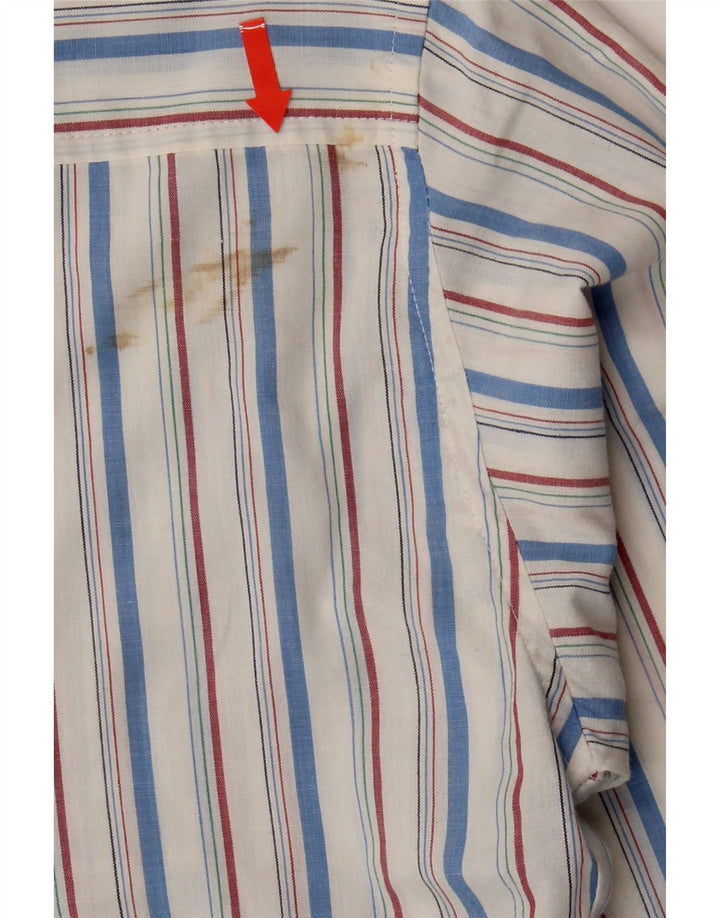 NORTONS Boys Shirt 13-14 Years White Striped Polyester Vintage Nortons and Second-Hand Nortons from Messina Hembry 