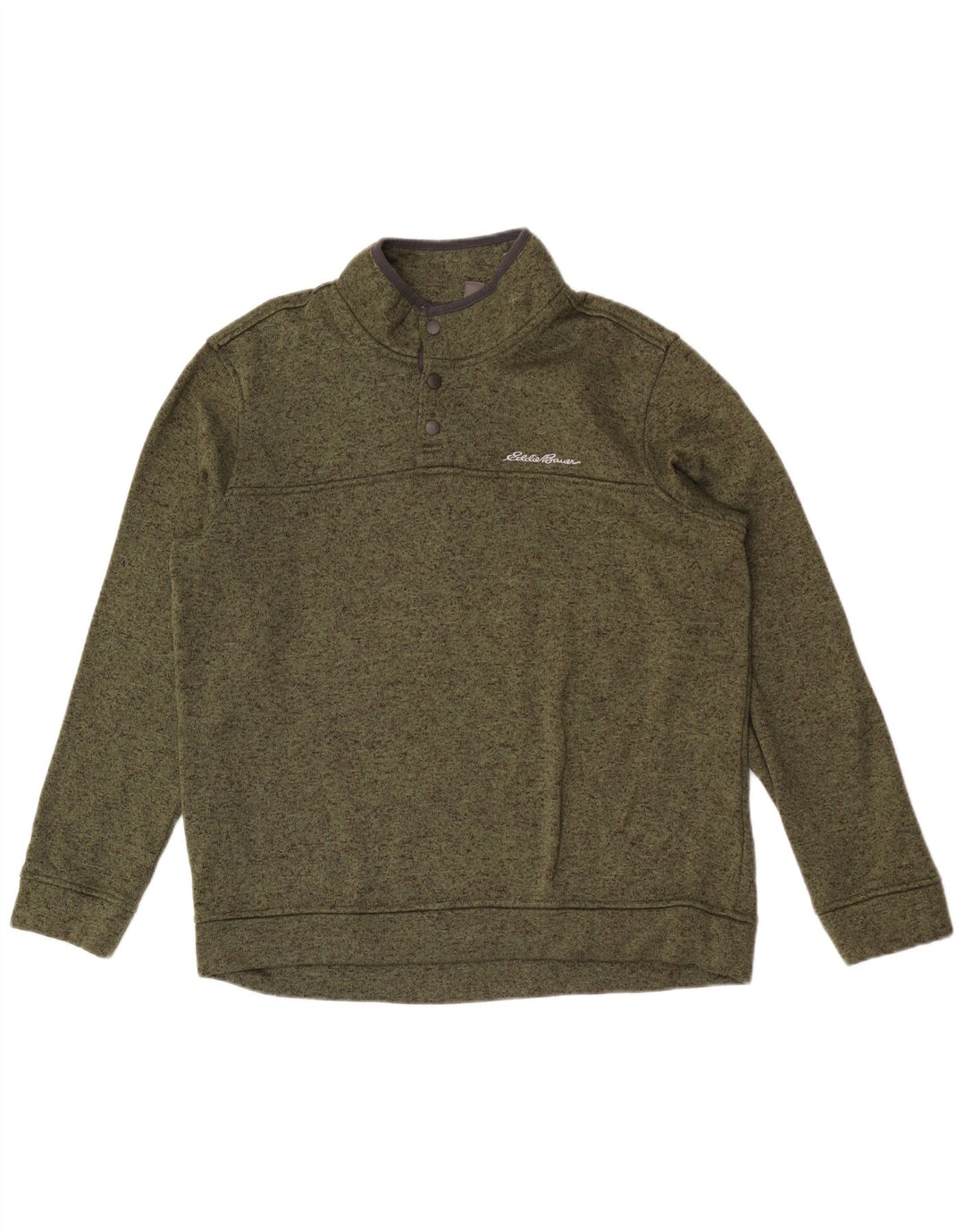 Eddie Bauer Sweat-shirt à col boutonné pour homme, grand kaki moucheté