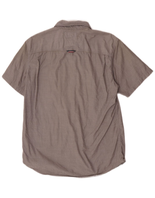 Tommy Hilfiger Chemise à manches courtes pour homme Coupe droite Large Gris Coton