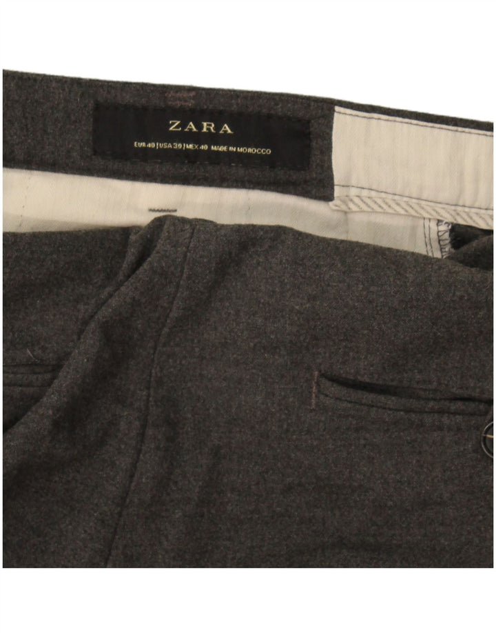 Zara Pantalon Chino Slim Homme EU 40 Medium W30 L29 Gris Moucheté