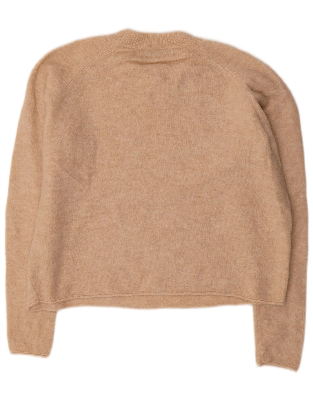 ZARA Pull court surdimensionné à col rond pour femme UK 14 Beige moyen