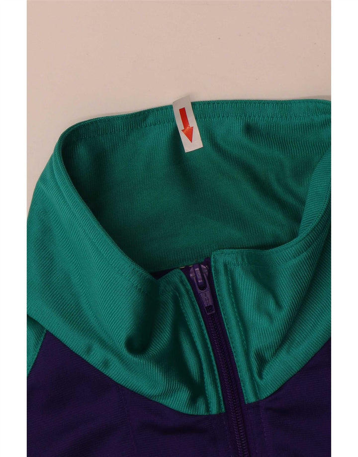 vintage Mens Survêtement Top Veste Grand Turquoise Colourblock