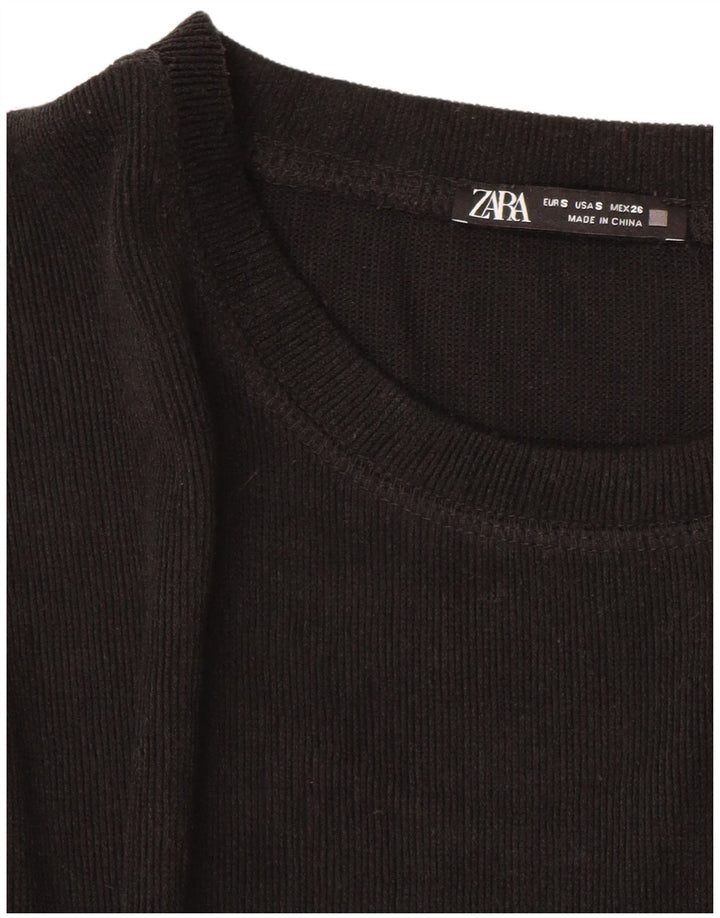 ZARA Womens Oversized Crew Neck Jumper Sweater UK 10 Small Black Polyester