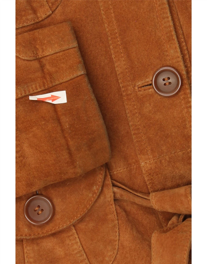 Vero Moda Veste en daim pour femme UK 10 Petit cuir marron