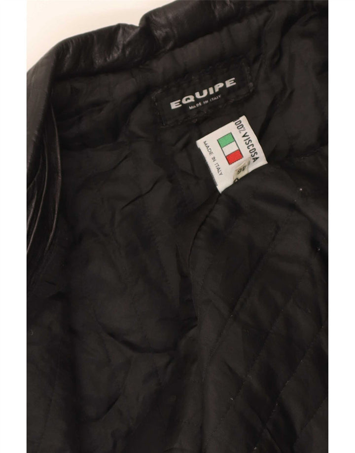 Manteau En Cuir Femme Equipe IT 46 Large Noir