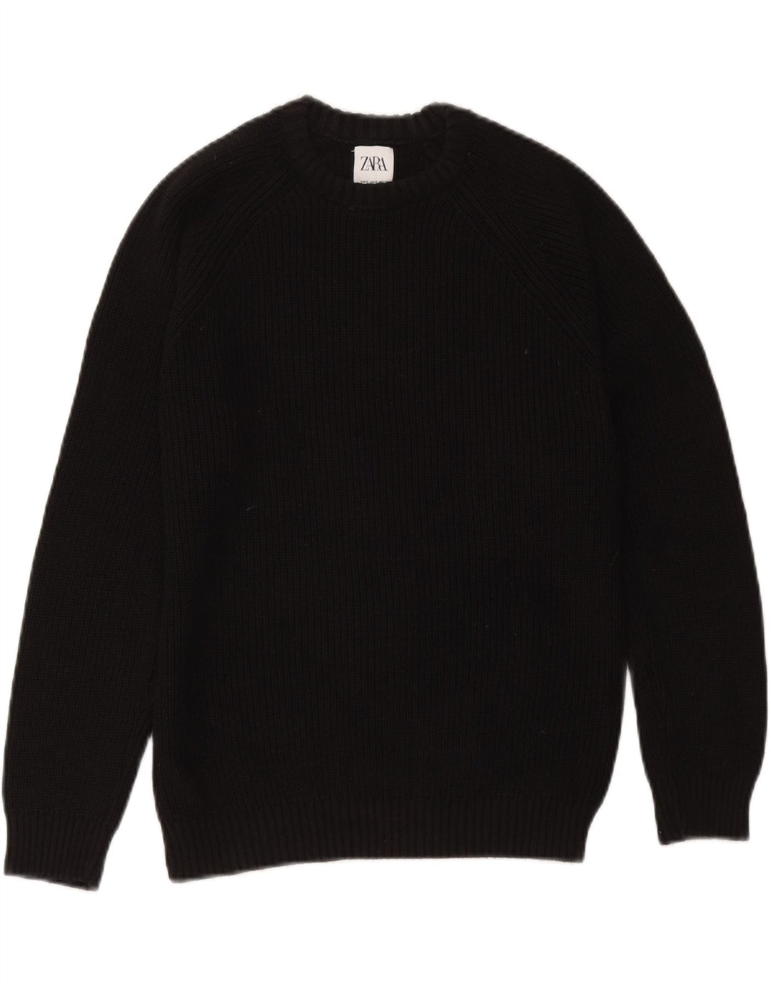 Zara Pull surdimensionné à col rond pour femme UK 10 Petit Noir