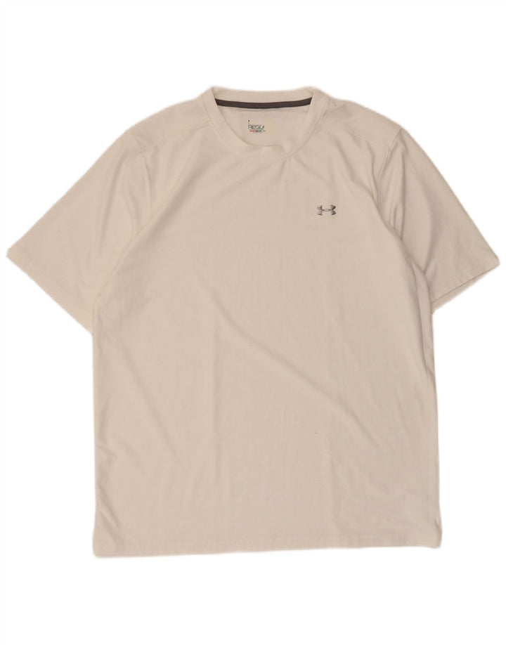 Under Armour Heat Gear T-shirt coupe classique pour homme, grand, blanc, polyester