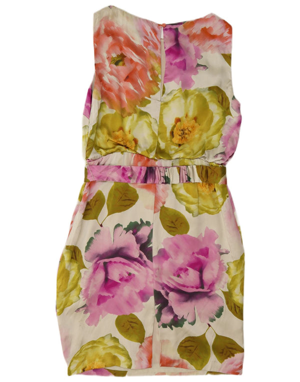 Coast Robe fourreau sans manches pour femme UK 42 en soie florale multicolore moyenne