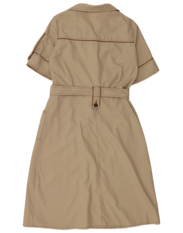 VINTAGE Robe chemise femme UK 12 Gris moyen