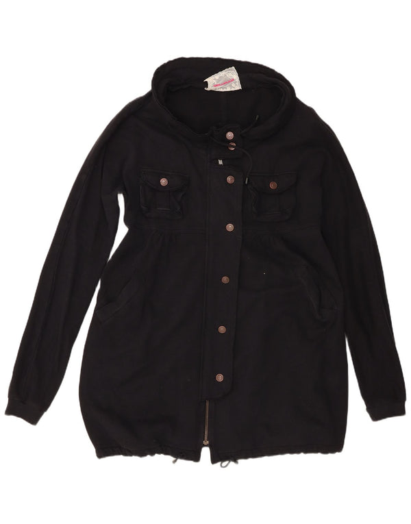 Fornarina Womens Windbreaker Coat UK 16 Large Black Cotton