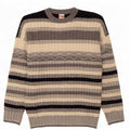 vintage Mens Crew Neck Jumper Pull Grand Gris Rayé