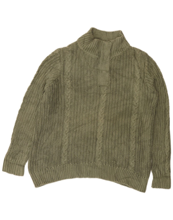 L.L.Bean Pull ample à col zippé pour femme UK 18 XL Coton kaki