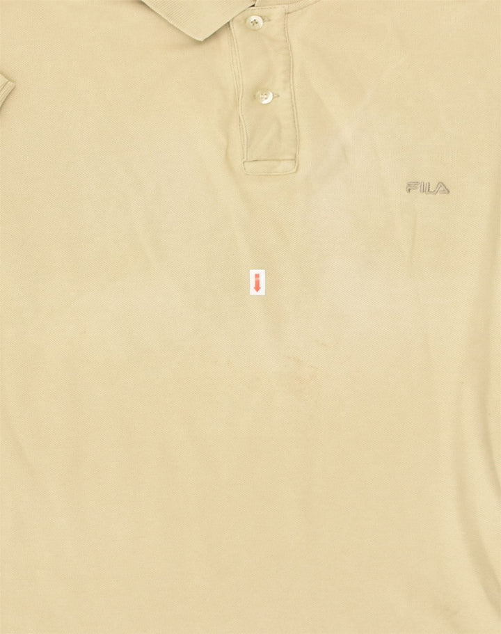 FILA Mens Polo Shirt Medium Beige Cotton | Vintage Fila | Thrift | Second-Hand Fila | Used Clothing | Messina Hembry 