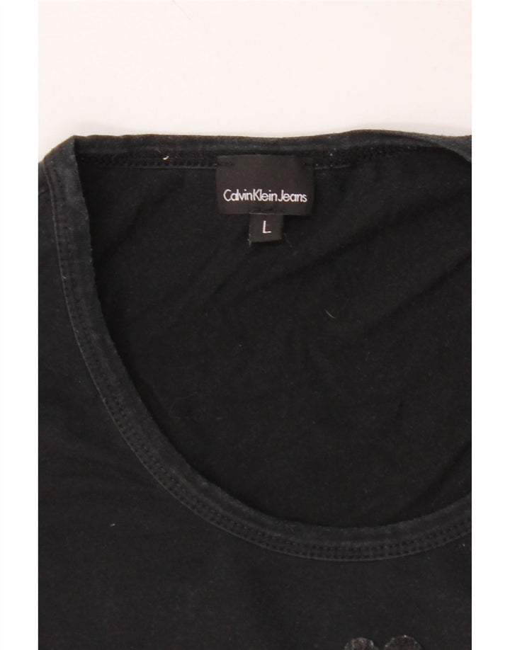 CALVIN KLEIN JEANS Womens Top Long Sleeve UK 14 Large Black Vintage Calvin Klein Jeans and Second-Hand Calvin Klein Jeans from Messina Hembry 