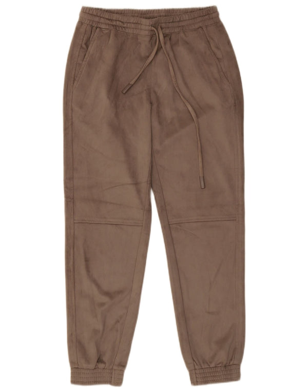 Pantalon de survêtement en velours pour femme Zara Joggers UK 4 XS Marron Polyester