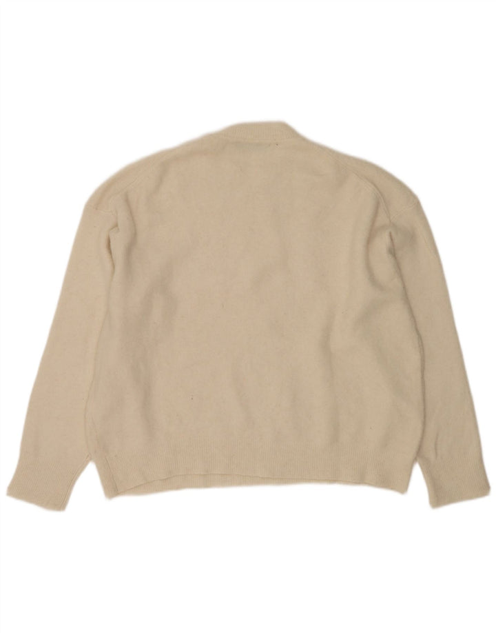Zara Pull surdimensionné à col rond pour femme UK 14 Medium Off White
