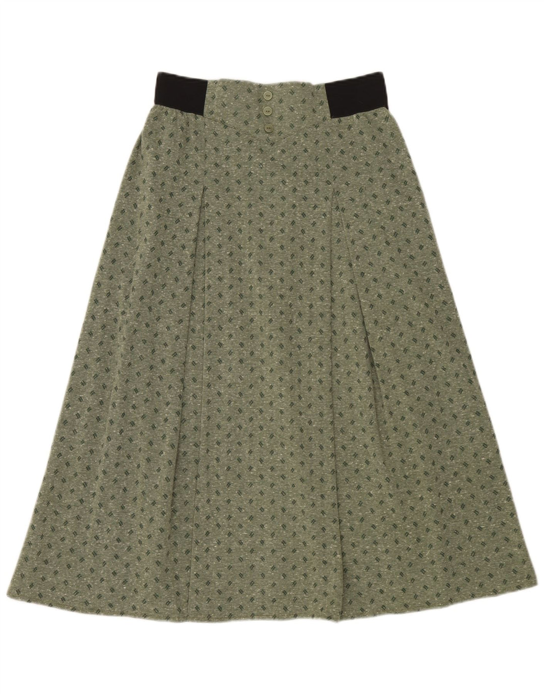 jupe midi femme vintage IT 42 Medium W30 Polyester tacheté vert