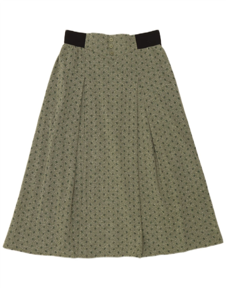 jupe midi femme vintage IT 42 Medium W30 Polyester tacheté vert