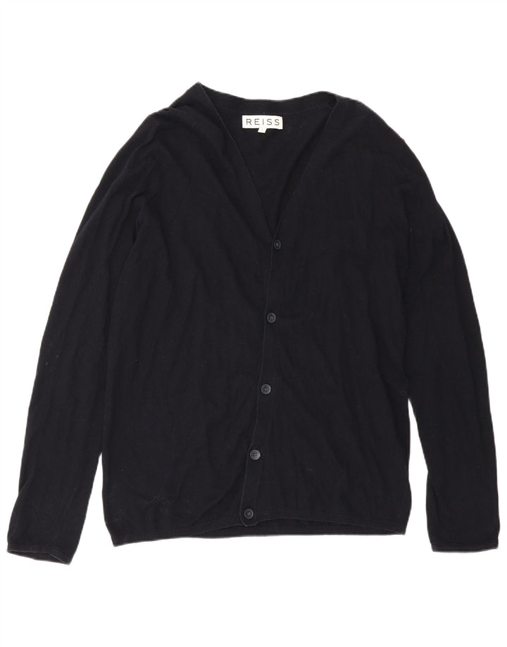 Reiss Hommes Cardigan Pull Petit Noir Coton
