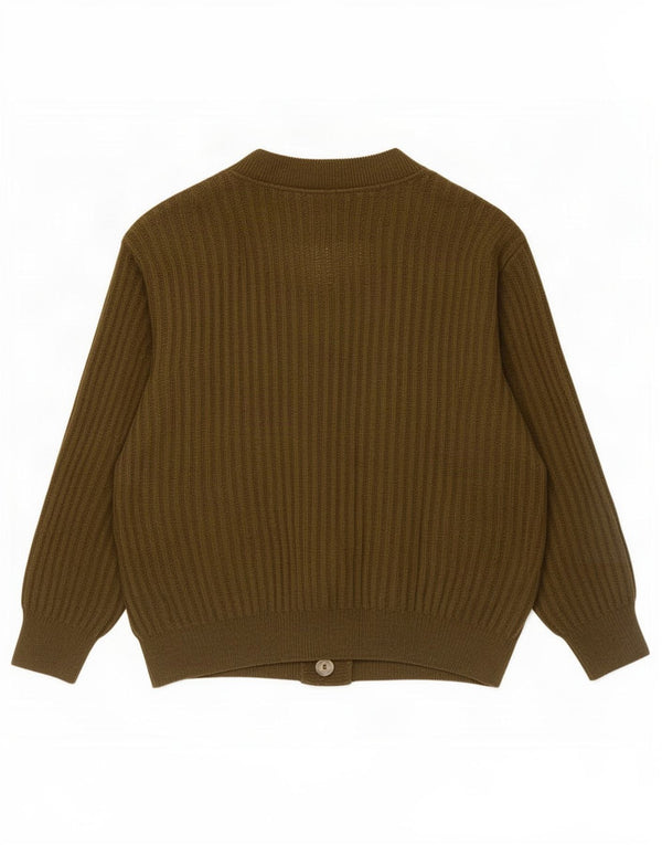vintage Mens Cardigan Pull Grand Kaki Géométrique