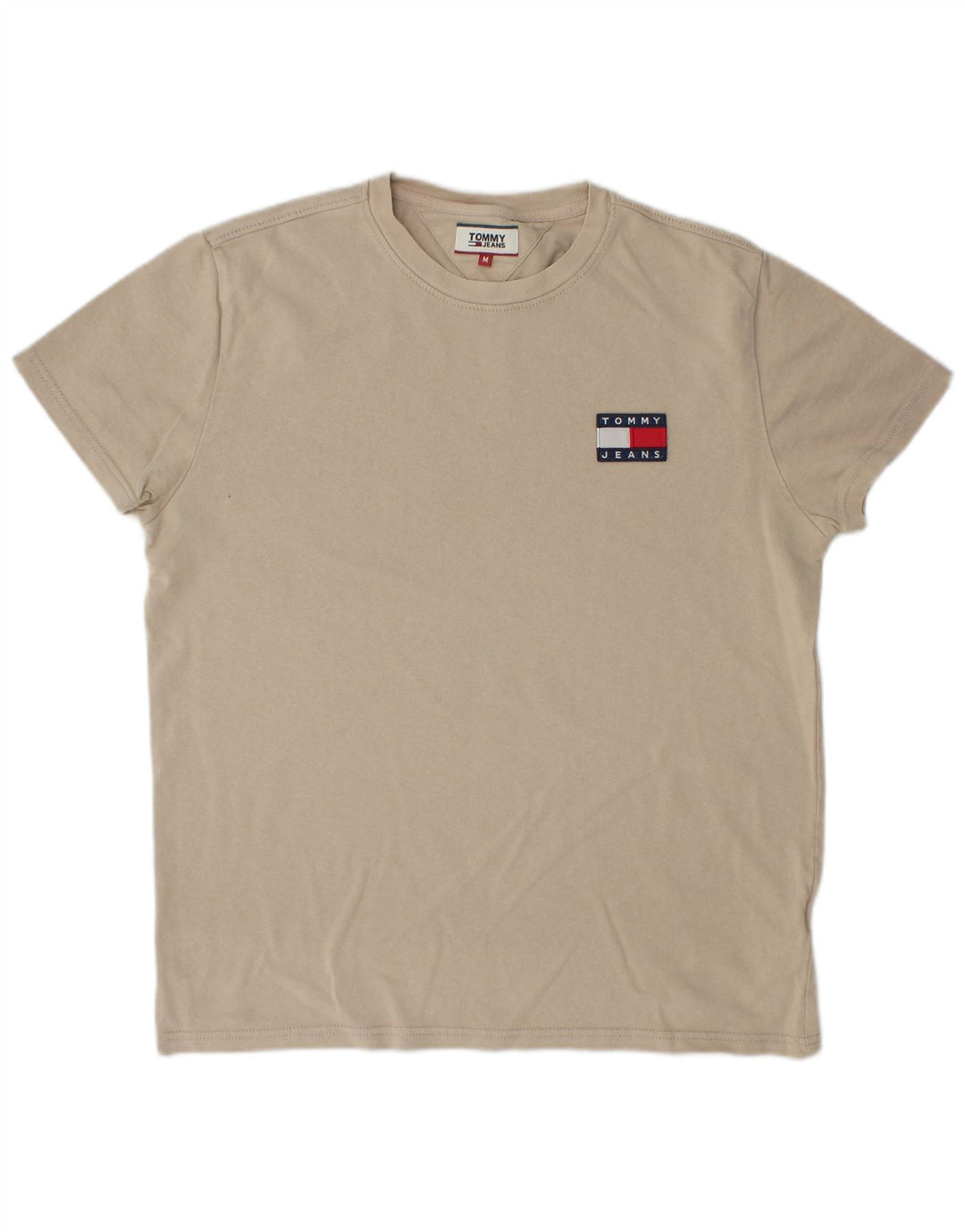 TOMMY HILFIGER Mens T-Shirt Top Medium Beige Cotton