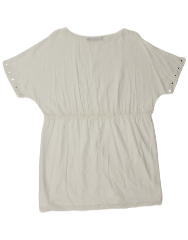Zara Femme Chemisier Oversize Top UK 14 Polyester Blanc Moyen