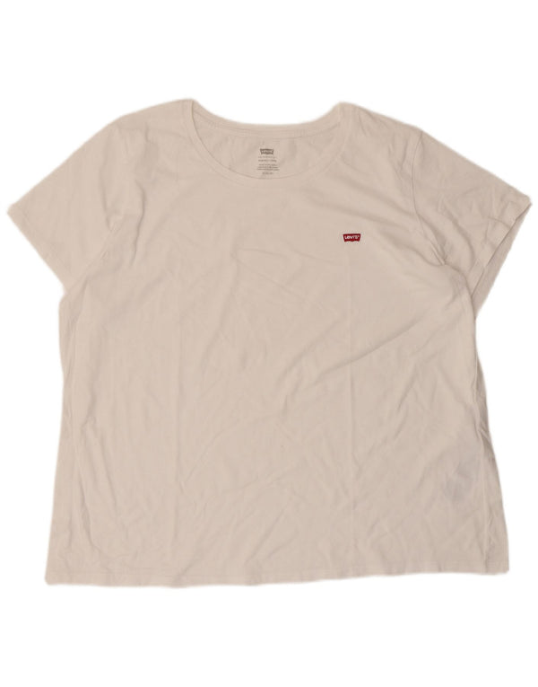 LEVI'S T-shirt Perfect Crew pour femme UK 20 2XL Blanc Coton