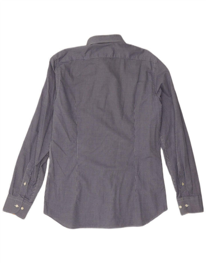ALVIERO MARTINI Chemise Homme Taille 16 41 Grand Coton Vichy Bleu Marine