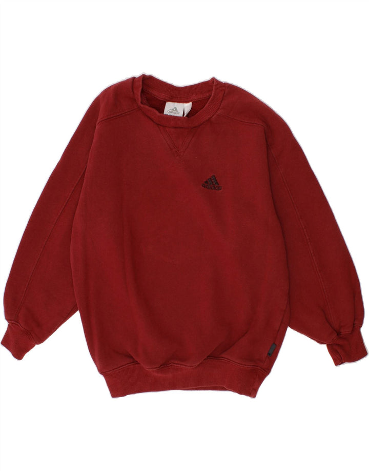 ADIDAS Boys Sweatshirt Jumper 7-8 Years Medium Burgundy Cotton Vintage Adidas and Second-Hand Adidas from Messina Hembry 