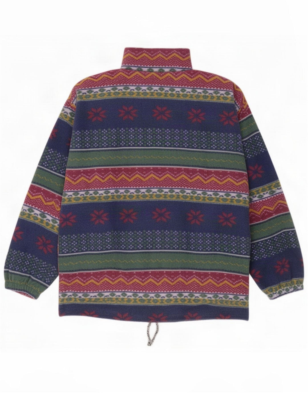Vintage Veste Polaire Homme UK 40 Grand Polyester Rayé Multicolore