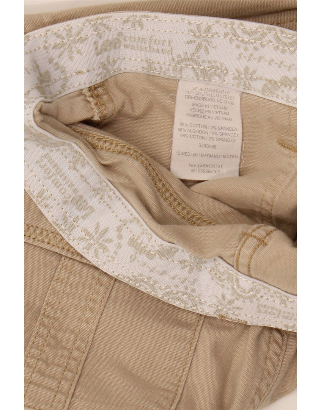 LEE Pantalon Capri Cargo Droit pour Femme US 12 Large W34 L20 Coton Beige