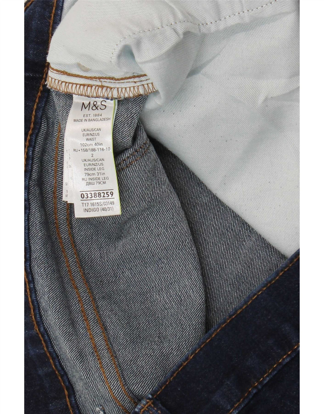 Marks & Spencer Jean Slim Homme W40 L31 Bleu Marine Coton