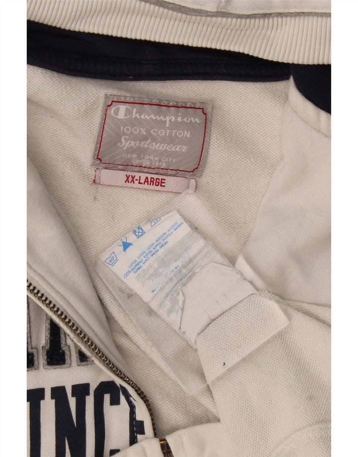 Champion Pull à capuche zippé graphique pour homme 2XL en coton blanc