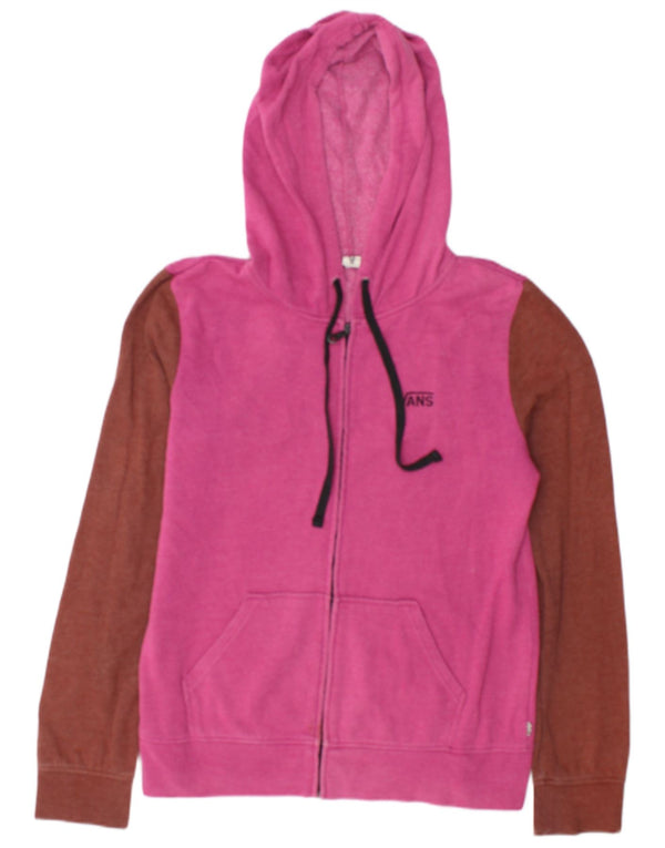 Vans Pull à capuche zippé pour femme UK 16 Grand coton color block rose