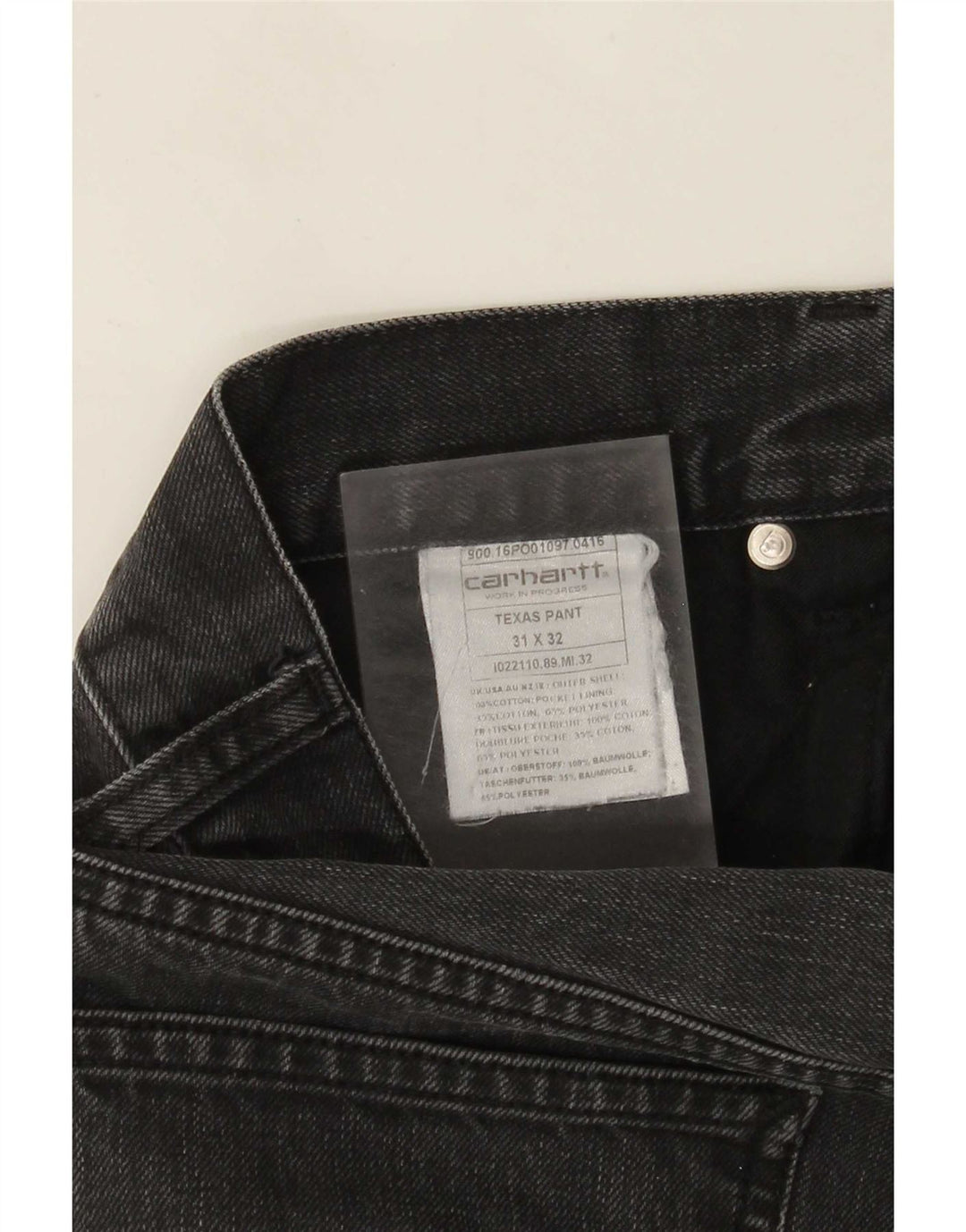 Carhartt Jean droit homme W31 L28 gris coton