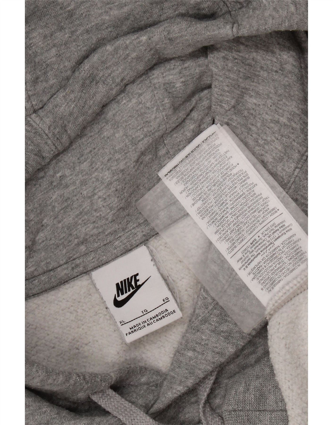 NIKE Pull à capuche pour homme XL en coton moucheté gris
