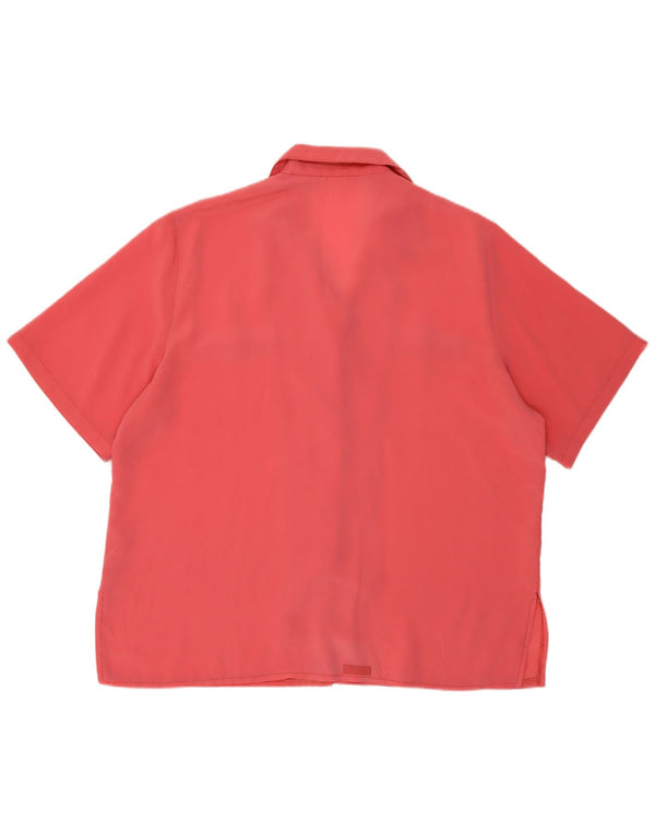 vintage Femme Chemise à manches courtes Blouse UK 16 Grand Rose