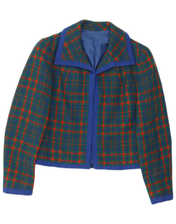 vintage Femme Blazer Veste UK 10 Petit Vert Plaid Rétro