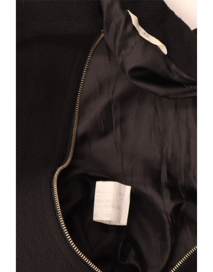 vintage Femme Full Zip Blazer Veste IT 42 Moyen Noir Polyester