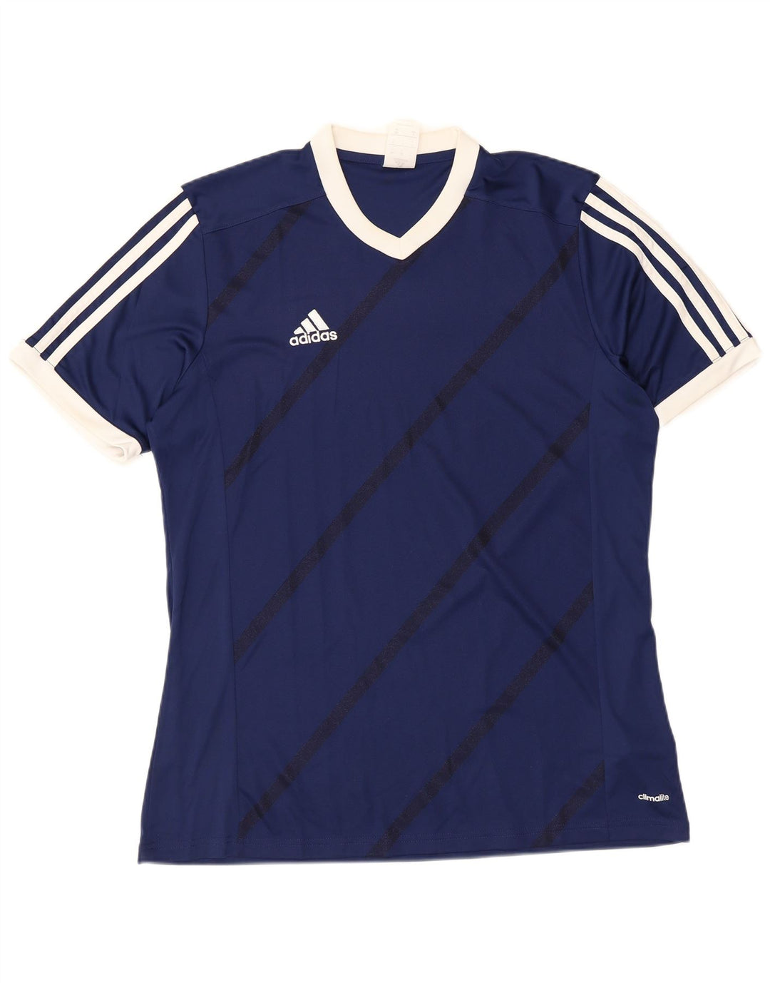 Adidas T-Shirt Homme Haut Large Bleu Marine Rayé Polyester