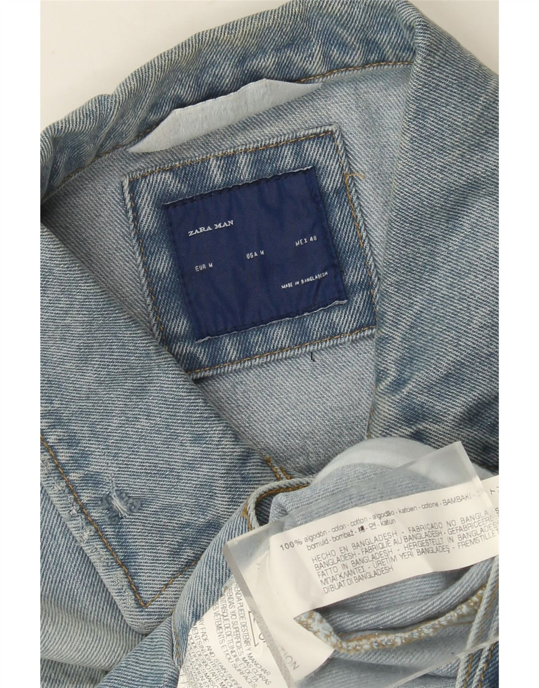 ZARA Veste en jean pour homme UK 38 Bleu moyen Coton