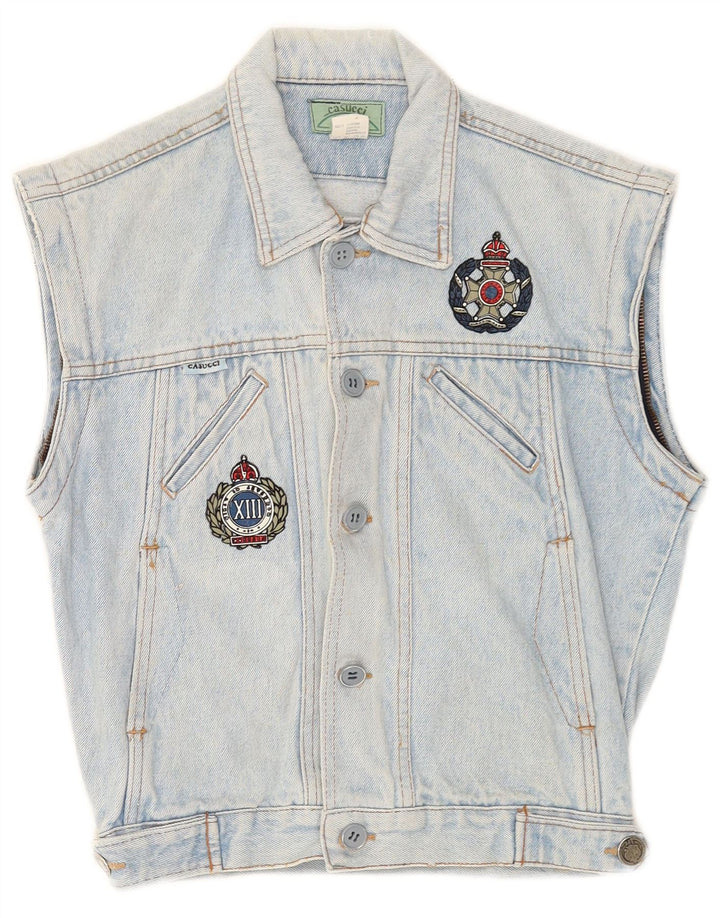 Casucci Gilet en jean graphique pour garçon 9-10 ans Bleu Coton
