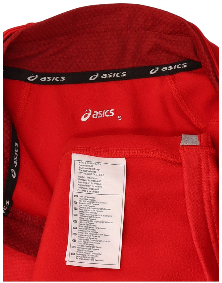 ASICS Haut de survêtement à col zippé pour hommes Petit rouge Polyester Sports