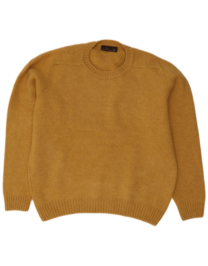 Zara Pull ras du cou pour homme XL en laine jaune