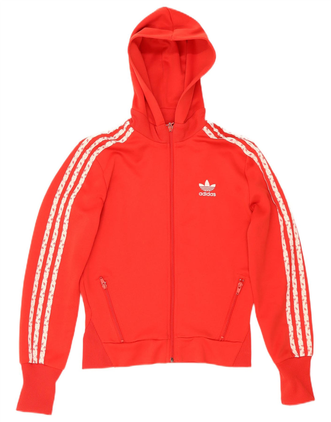 Adidas Womens Graphic Zip Hoodie Sweater EU 38 Small Red Polyester