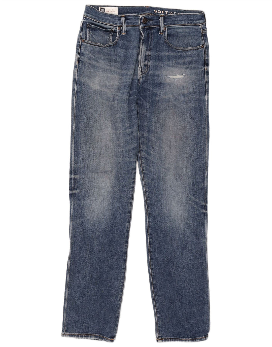 Gap Jean droit slim effet vieilli W32 L34 bleu coton