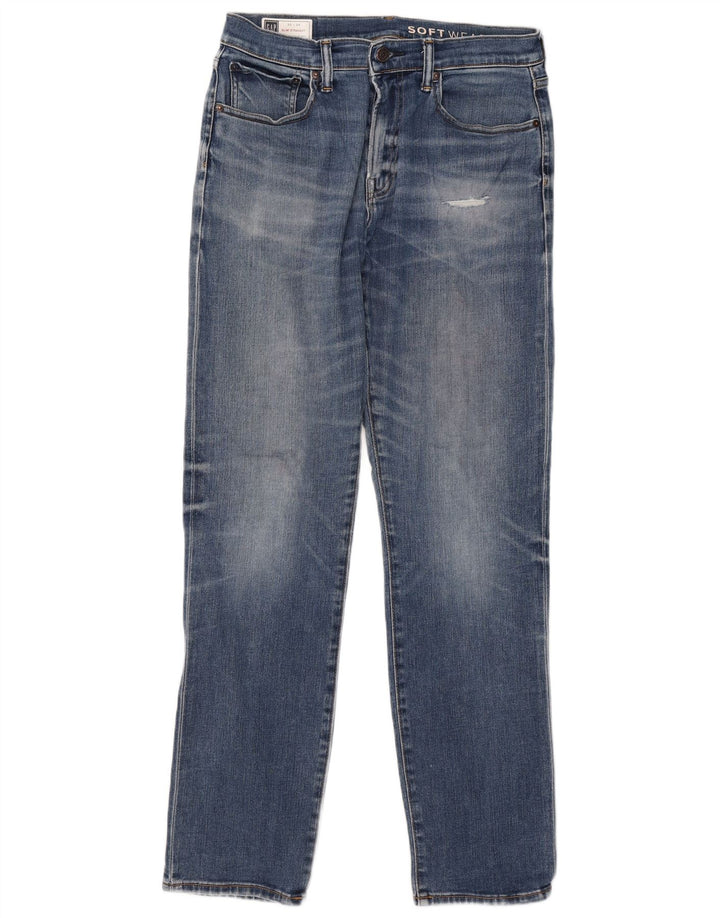 Gap Jean droit slim effet vieilli W32 L34 bleu coton